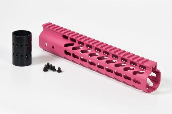 10" Pink Free Floating Ultra Slim Keymod Handguard