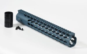 12 inch AR-15 Titanium Blue Slim Keymod free float handguard