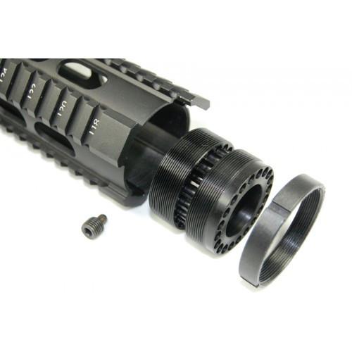 7" free float quad rail with barrel nut