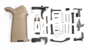 AR-15 Lower Parts Kit FDE Magpul Moe Grip and black moe trigger guard