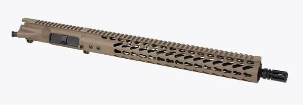 flat dark earth ar-15 upper with 16" barrel and 15 inch keymod rail
