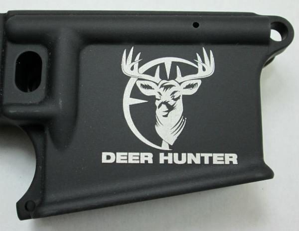 deer_cross_hairs_deer_hunter_on 80 lower receiver 80% lower with laser engraved deer head in cross hairs