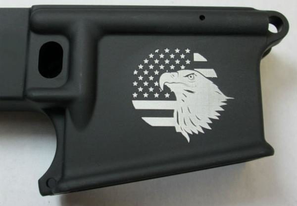 eagle_over_flag_lower receiver 80% lower with laser engraved american flag and eagle