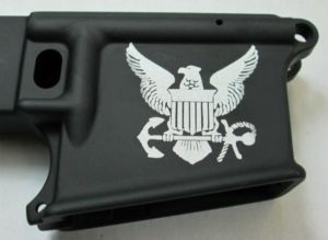 80% lower with laser engraved navy logo