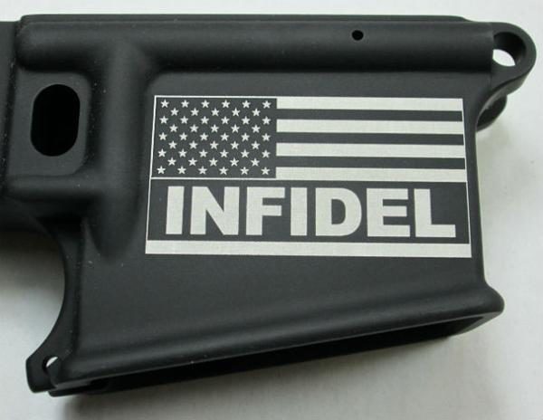 80% Lower Receiver Engraved with the American Flag With Infidel