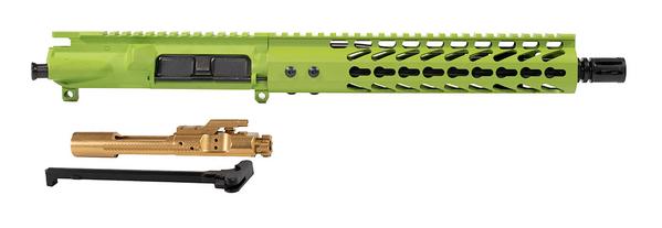 zombie-green-AR-15-10-inch-10-inch-keymod-upper-with-titanium-bcg-and-ch 10.5" AR-15 Pistol Upper 10 inch keymod rail Zombie Green Titanium Nitride BCG