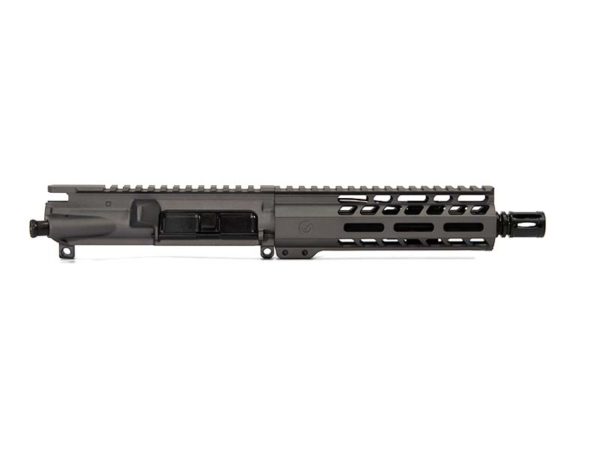 Ghost Firearms Elite 7.5″ 5.56 NATO Pistol Upper in Tungsten Grey *Does not include Charging Handle or Bolt Carrier Group The Ghost Firearms Elite 7.5″ 5.56 NATO Pistol Upper with 7″ Ghost Rail in Tungsten Grey Cerakote Finish is an AR-15 Pistol Upper.  It features a 7.5″ Barrel with a 1:7″ twist and an A2 Birdcage Flash Hider to finish it off.  The 7″ free floating M-LOK Ghost Rail is matching Tungsten Grey Cerakote and engraved with the Ghost ‘G’.  Also, the Ghost MIL-SPEC 7075-T6 Aluminum Upper Receiver is Tungsten Grey Cerakote Finish. Ghost Firearms Elite 7.5″ 5.56 NATO Pistol Upper Features: 5.56 NATO Chamber (Fires both .223 and 5.56 ammunition) 7.5″ 4150 M4 Barrel Black Nitride Finish 1 in 7″ twist 1/2″ x 28 thread Pistol-Length gas system Ghost Firearms 7″ Free Floating M-LOK Handguard Ghost Firearms 7075-T6 Aluminum MIL-SPEC Upper Receiver Tungsten Grey Cerakote Finish